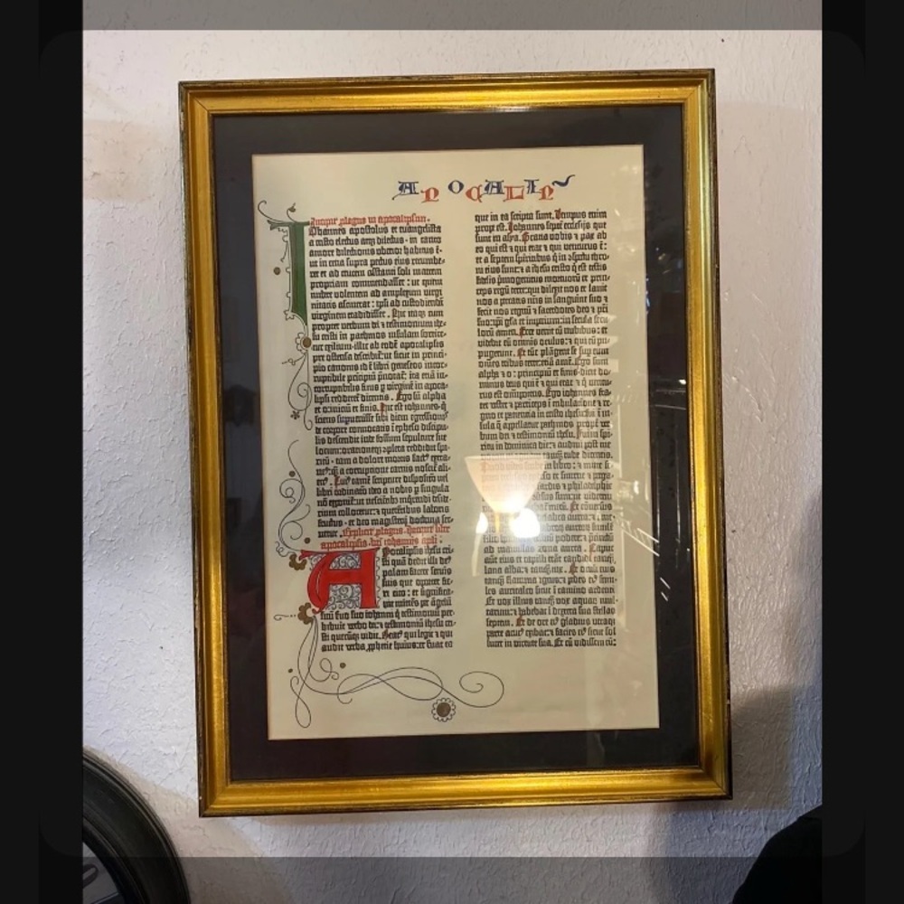 Beautifully framed Gutenberg Bible revelations